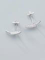 thumb 925 Sterling Silver With Platinum Plated Simplistic Fringe Stud Earrings 1