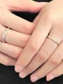 thumb 925 Sterling Silver With White Gold Plated Simplistic wave Lovers Free Size  Rings 1