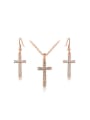 thumb Exquisite Rose Gold Plated Cross Shaped Austria Crystal Two Pieces Jewelry Set 0