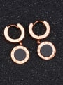 thumb Fashion Black Round Rose Gold Plated Titanium Earrings 2