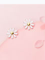 thumb 925 Sterling Silver With Silver Plated Cute Flower Stud Earrings 0