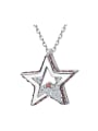 thumb Simple Hollow Star Zircon Silver Necklace 0