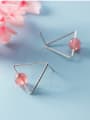 thumb 925 Sterling Silver With Rose Gold Plated Simplistic Triangle Stud Earrings 1