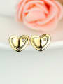 thumb Tiny Gold Plated Heart Cubic Rhinestones 925 Silver Stud Earrings 0