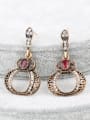 thumb Retro style Personalized Resin stones White Rhinestones Alloy Hollow Earrings 2