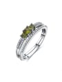 thumb Trendy Green Zircon Geometric Shaped 925 Silver Ring 0