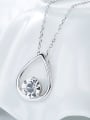 thumb Simple Hollow Water Drop Cubic austrian Crystal 925 Silver Necklace 2