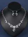 thumb Copper With Platinum Plated Delicate Flower Earrings And Necklaces 2 Piece Jewelry Set 1