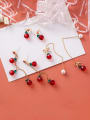 thumb Alloy With Rose Gold Plated Fashion Round  Cherry Bow Tassel Earrings 1