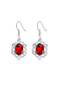 thumb High-grade Red Glass Stone Drop Earrings 0