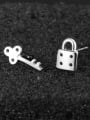 thumb Personalized Little Lock Key 925 Sterling Silver Stud Earrings 1