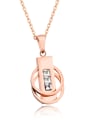 thumb Stainless Steel With Rose Gold Plated Fashion Double ring buckle Necklaces 0