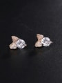 thumb Copper With Cubic Zirconia  Plated Simplistic Bowknot Stud Earrings 2
