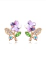 thumb Personalized austrian Crystals Flower Alloy Stud Earrings 4