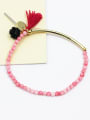 thumb Adjustable Pink Natural Stone Tassel Bracelet 0