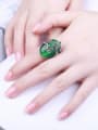 thumb Vintage Green Antique Silver Plated Oval Shaped Opal Ring 1