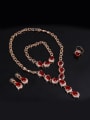 thumb Alloy Imitation-gold Plated Fashion Water Drop shaped Artificial Ruby Four Pieces Jewelry Set 1