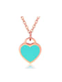 thumb Simple Blue Heart Rose Gold Plated Titanium Necklace 0