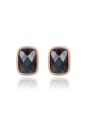 thumb Black Square Shaped Austria Crystal Stud Earrings 0