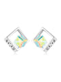 thumb Fashion austrian Crystals Hollow Cube Alloy Stud Earrings 2