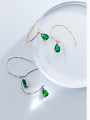thumb Stylish and sweet Drop-shaped green glass stone small 925 Silver earrings ear hook 3