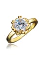 thumb Shimmering 18K Gold Plated Flower Zircon Ring 0