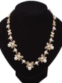 thumb Fashion Gold Plated Flowers Imitation Pearls Alloy Necklace 0