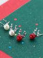 thumb 925 Sterling Silver With Imitation Pearl Trendy Antlers Stud Earrings 0