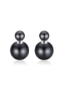 thumb Personality Black Plastic Beads Geometric Shaped Stud Earrings 0