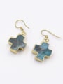 thumb Personalized Cross Blue Natural Crystal Earrings 1