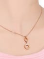 thumb Rose Gold Rhinestone Stainless Steel  Double Loop Shaped Necklace 1