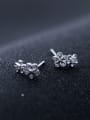 thumb Exquisite Flower Shaped S925 Silver Rhinestones Stud Earrings 0