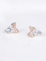 thumb Copper With Cubic Zirconia  Plated Simplistic Bowknot Stud Earrings 3