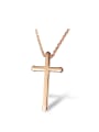 thumb Simple Rose Gold Cross Smooth Titanium Necklace 0