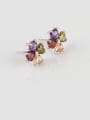 thumb Four-color Mixed Love Zircon Ear Studs 1