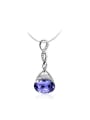 thumb Purple Water Drop Shaped Glass Stone Necklace 0