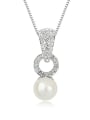 thumb Simple Imitation Pearl Shiny Crystals-covered Pendant Alloy Necklace 2
