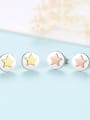 thumb 925 Sterling Silver With Two-color plating Simplistic Round  Cute stars Stud Earrings 3