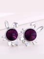 thumb Copper Alloy White Gold Plated Creative Bunny Crystal stud Earring 1