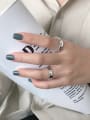 thumb 925 Sterling Silver With Platinum Plated  Retro Scale Ruler Free Size Rings 2