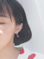 thumb Little Red Beads Silver Earrings 1