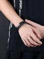 thumb Fashion Woven Artificial Leather Black Men Bracelet 1