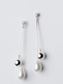 thumb Elegant Water Drop Shaped Artificial Pearl Silver Drop Earrings 0