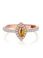 thumb Simple Style Women Opening Ring with Yellow Crystal Zircon 0