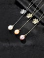 thumb 925 Sterling Silver With Gold Plated Simplistic Flower Necklaces 2
