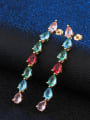 thumb Copper With Glass stone Fashion Water Drop Drop Earrings 2