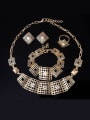 thumb Alloy Imitation-gold Plated Fashion Stone Square Grid Four Pieces Jewelry Set 1