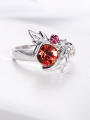 thumb Leaf-shaped Crystal Statement Ring 1