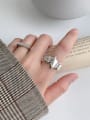 thumb 925 Sterling Silver With Platinum Plated Personality Irregular Free Size  Rings 1