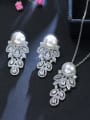 thumb The Luxury Shine AAA Zircon Imitation pearls Necklace Earrings 2 Piece jewelry set 0